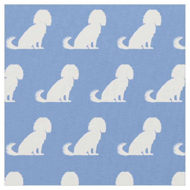 Cavalier King Charles Dog Silhouette Pet Blue Stoff (Nahaufnahme)