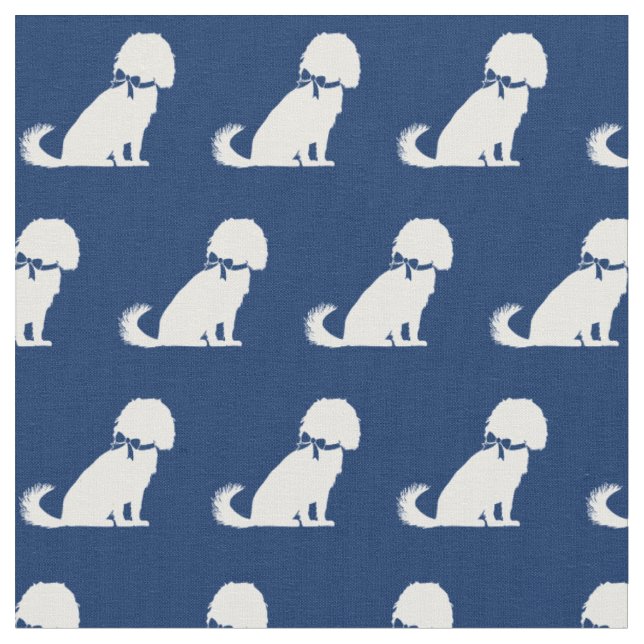 Cavalier King Charles Dog Silhouette Pet Navy Blue Stoff (Nahaufnahme)