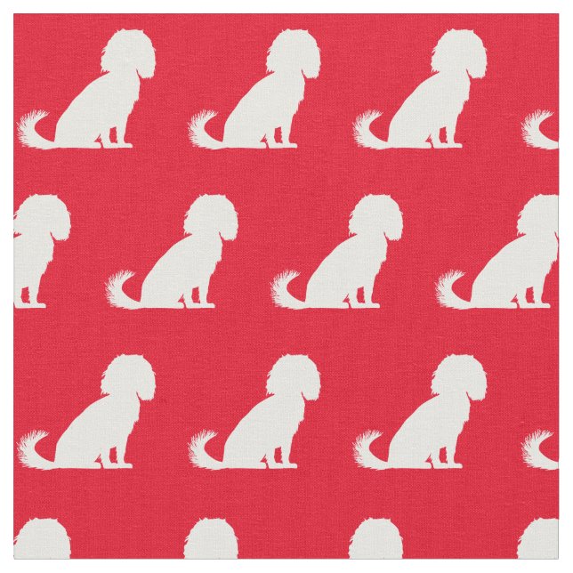 Cavalier King Charles Dog Silhouette Pet Red Stoff (Nahaufnahme)