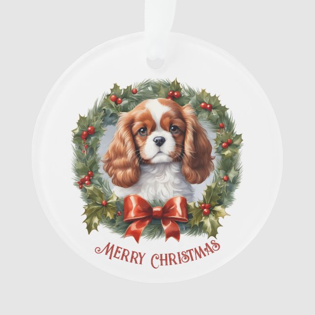 Cavalier King Charles Dog Welpenname Weihnachten Ornament (Vorderseite)