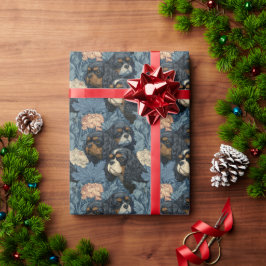 Cavalier King Charles Florales Blaues Design Geschenkpapier