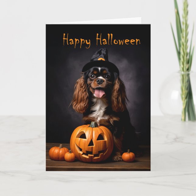 Cavalier King Charles Halloween Karte (Vorderseite)