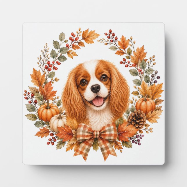 Cavalier King Charles Herbst Fotoplatte (Vorderseite)