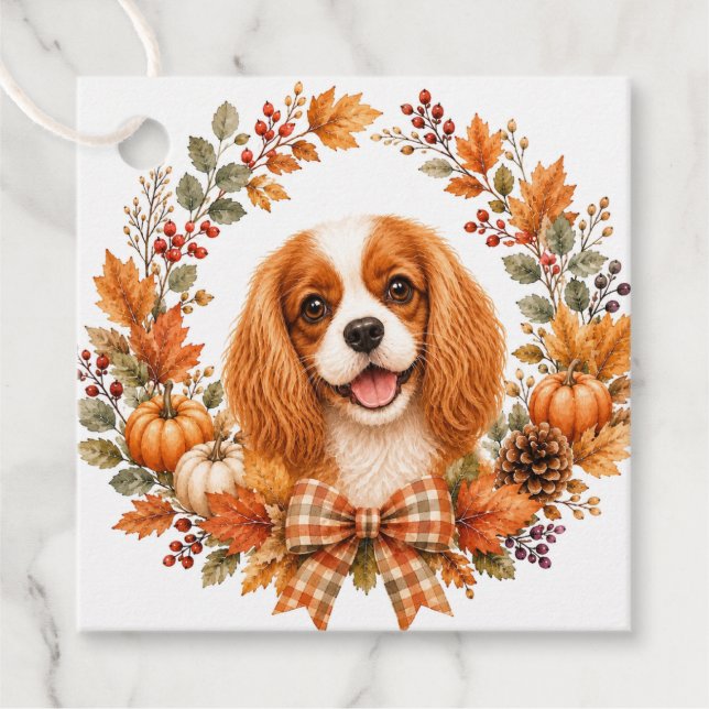 Cavalier King Charles Herbst Geschenkanhänger (Vorderseite)