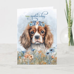 Cavalier King Charles Hund Wildblumen Muttertag Feiertagskarte