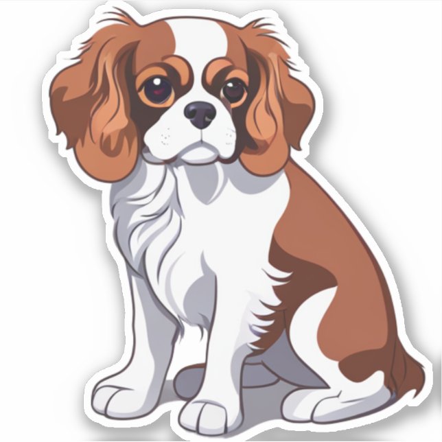 Cavalier King Charles illustriert Aufkleber (Vorderseite)