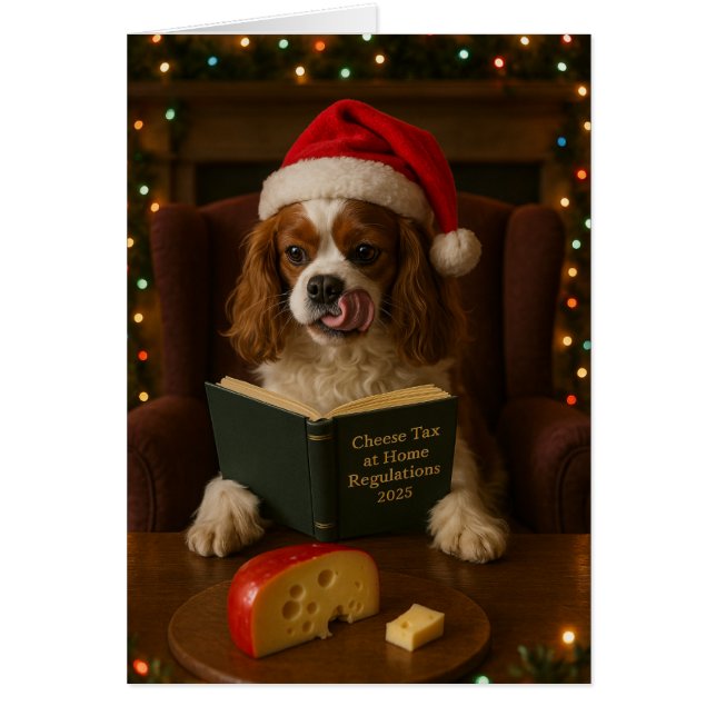 Cavalier King Charles 'Käse-Steuer' Weihnachtskart (Vorne)