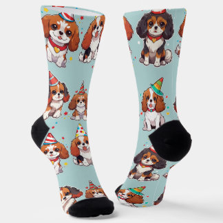 Cavalier King Charles Pastel Birthday Pattern Socken