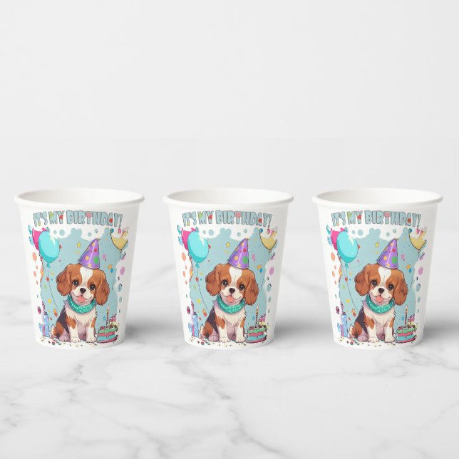 Cavalier King Charles Pastel Es ist mein Geburtsta Pappbecher (Multi)