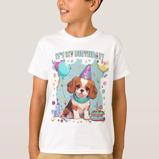 Cavalier King Charles Pastel Es ist mein Geburtsta T-Shirt (Vorderseite)
