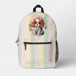 Cavalier King Charles Pastel Lines Cottagecore Bedruckter Rucksack