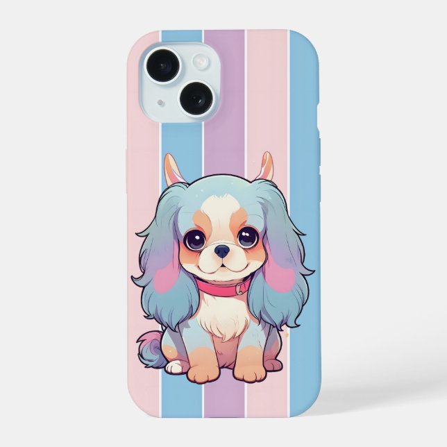 Cavalier King Charles Pastel Niedlich Devil iPhone 15 Hülle (Rückseite)