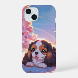 Cavalier King Charles Pastel Sakura Rainbow sky iPhone 15 Hülle