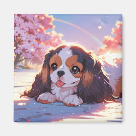 Cavalier King Charles Pastel Sakura Rainbow sky Magnet