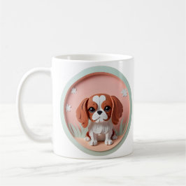 Cavalier King Charles Pink Pastellpapier schneiden Kaffeetasse