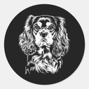 Cavalier King Charles Portrait Minimalistisch Appa Runder Aufkleber