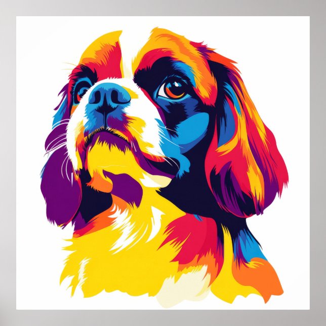 Cavalier King Charles Portrait Wassercolor Print Poster (Vorne)