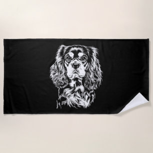 Cavalier King Charles Porträt Minimalistische Bekl Strandtuch
