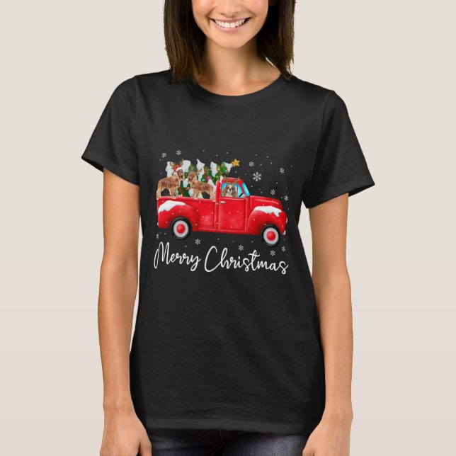 Cavalier King Charles Red Truck Weihnachten Weihna T-Shirt (Vorderseite)