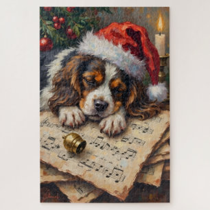 Cavalier King Charles schläft bei Weihnachtslieder Puzzle