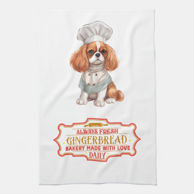Cavalier King Charles Spanel Baking Gingerbread Geschirrtuch (Vertikal)