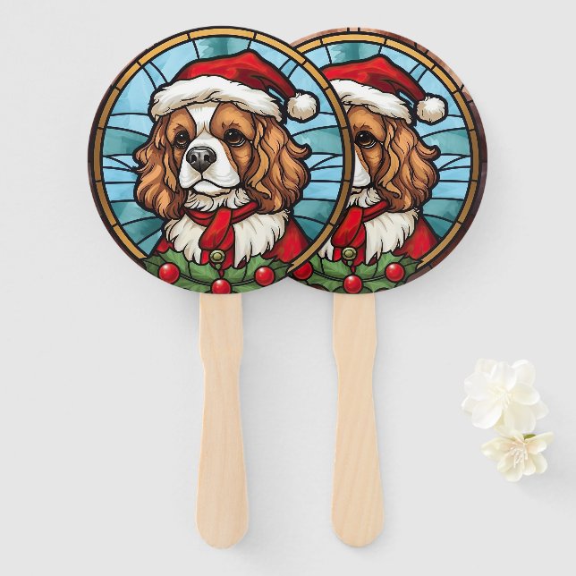 Cavalier King Charles Spanel Glass Weihnachtsfeier Fächer (Vorne und Hinten)
