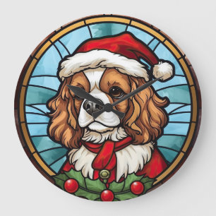 Cavalier King Charles Spanel Glass Weihnachtsfeier Große Wanduhr