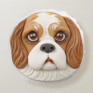 Cavalier King Charles Spaniel 3D Inspiriert Rundes Kissen