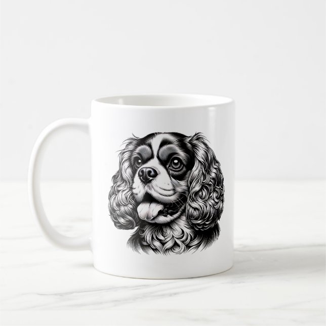 Cavalier King Charles Spaniel Adorable Dog Face Kaffeetasse (Links)