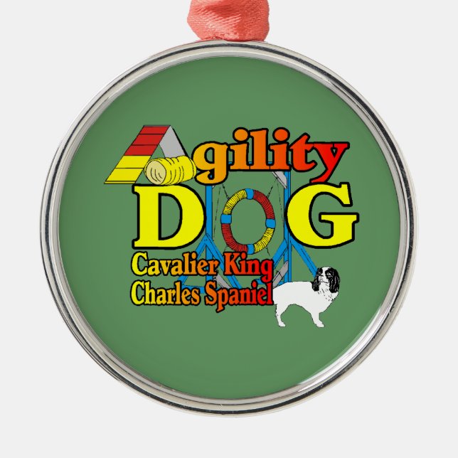 Cavalier King Charles Spaniel Agility Ornament Aus Metall (Vorne)
