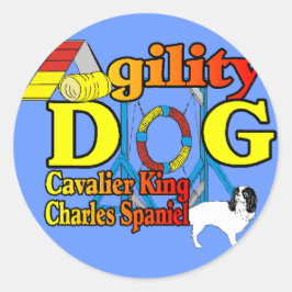 Cavalier_King_Charles_Spaniel_Agility Runder Aufkleber