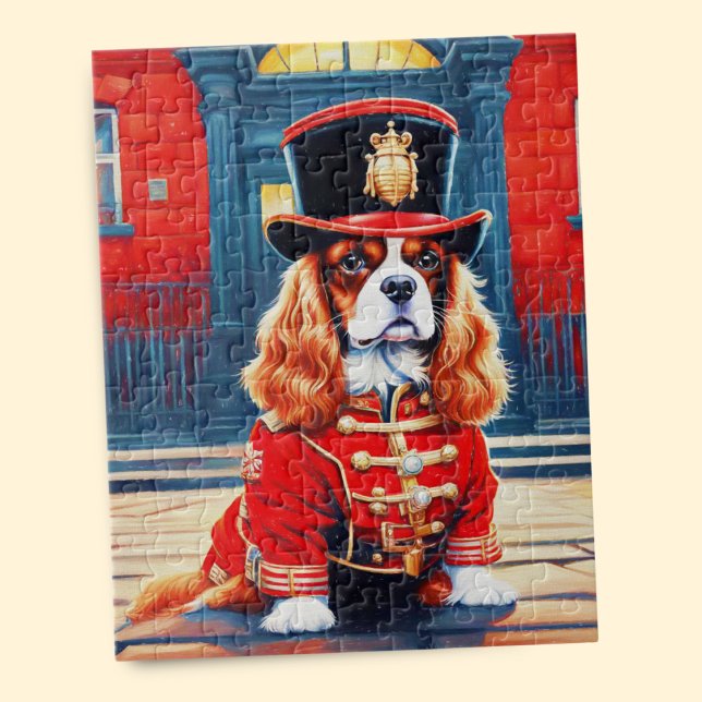 Cavalier King Charles Spaniel als Beefeater Puzzle (Cherished lap dog: Beefeater Cavalier jigsaw puzzle delights dog lovers!)