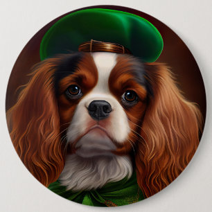 Cavalier King Charles Spaniel am St. Patrick's Day Button