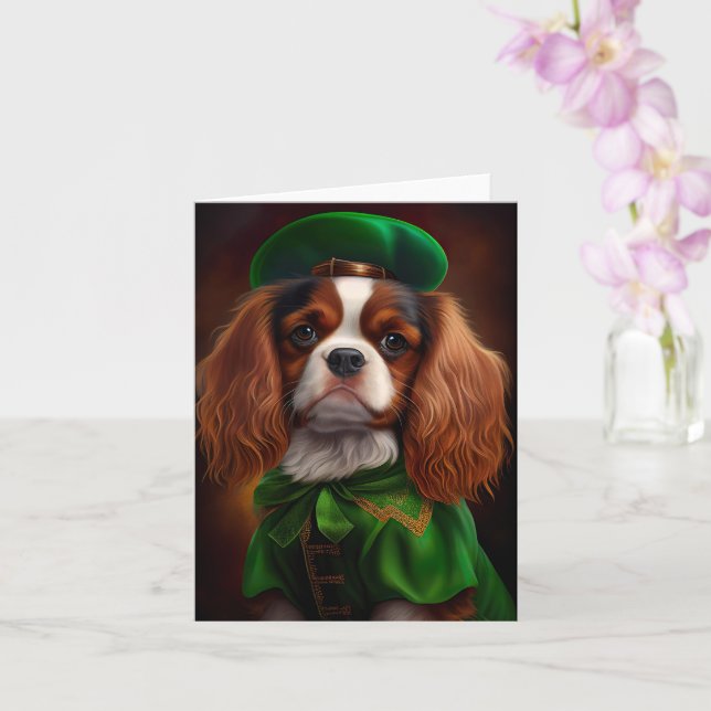 Cavalier King Charles Spaniel am St. Patrick's Day Karte (Orchidee)