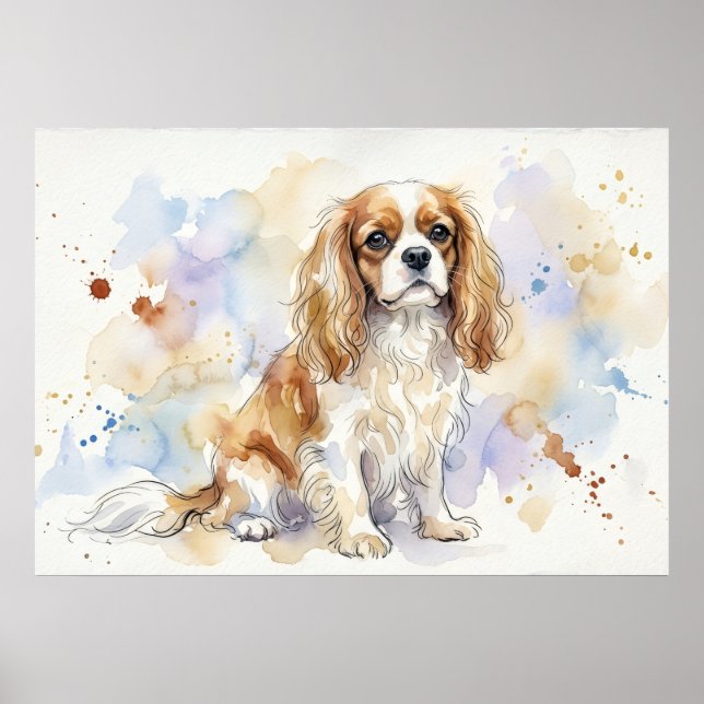 Cavalier King Charles Spaniel Aquarellposter | Poster (Vorne)