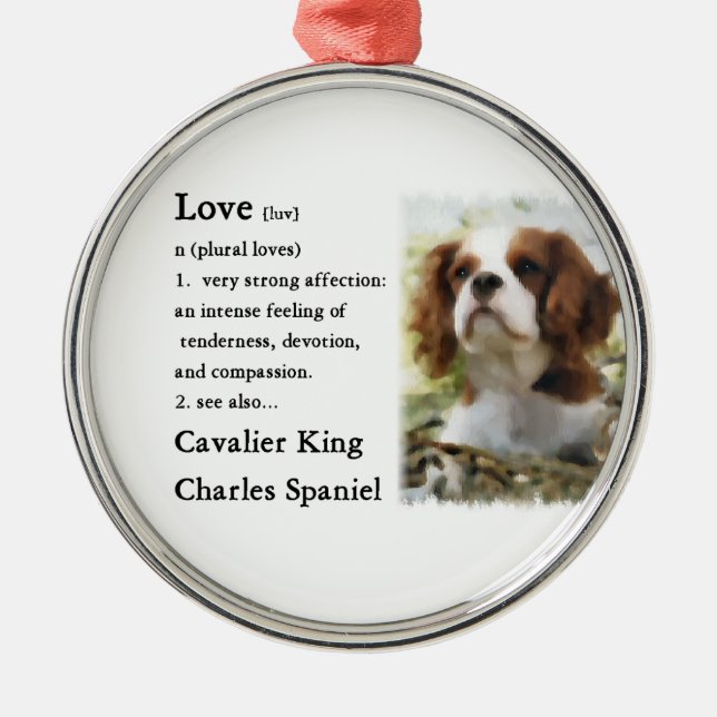 Cavalier King Charles Spaniel Art Liebe is Ornament Aus Metall (Vorne)
