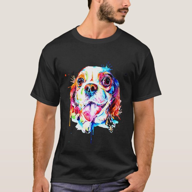 Cavalier King Charles Spaniel Artistic Funny Birth T-Shirt (Vorderseite)