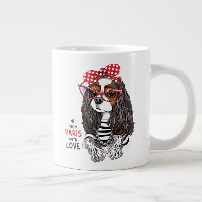 Cavalier King Charles Spaniel aus Paris mit Liebe Jumbo-Tasse (Rechts)