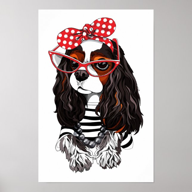 Cavalier King Charles Spaniel aus Paris mit Liebe Poster (Vorne)
