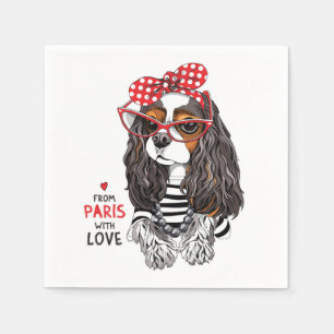 Cavalier King Charles Spaniel aus Paris mit Liebe Serviette
