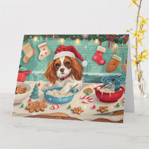 Cavalier King Charles Spaniel backt Weihnachten Karte