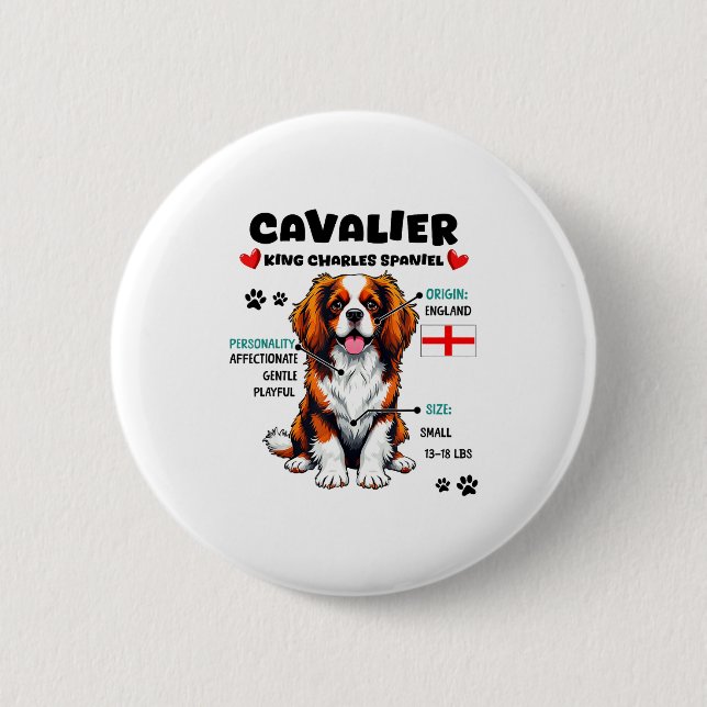 Cavalier King Charles Spaniel Besitzer Lustiger Hu Button (Vorderseite)