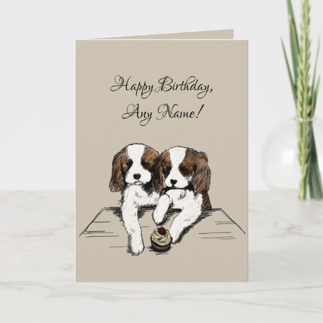 Cavalier King Charles Spaniel Birthday Card Karte (Vorderseite)