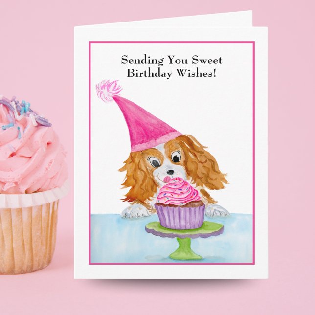 Cavalier King Charles Spaniel Birthday Wishings Karte (Von Creator hochgeladen)