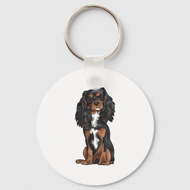 Cavalier King Charles Spaniel - Black and Tan Schlüsselanhänger (Vorderseite)