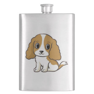 cavalier king charles spaniel blenheim Cartoon Flachmann