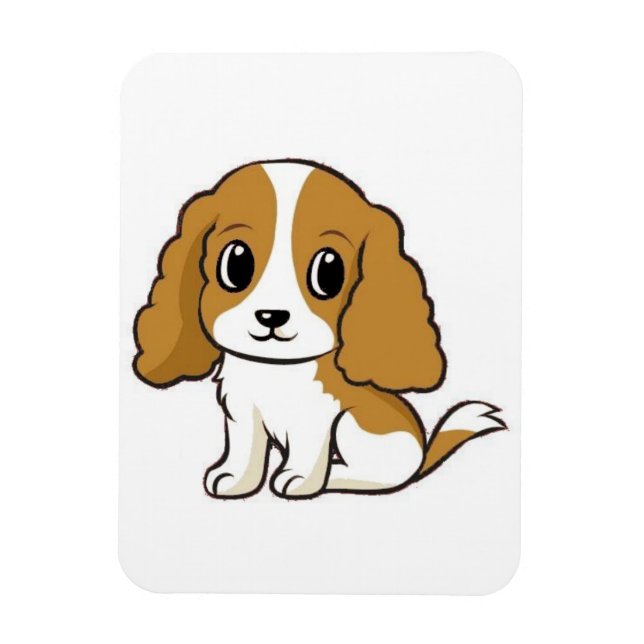 cavalier king charles spaniel blenheim Cartoon Magnet (Vertikal)
