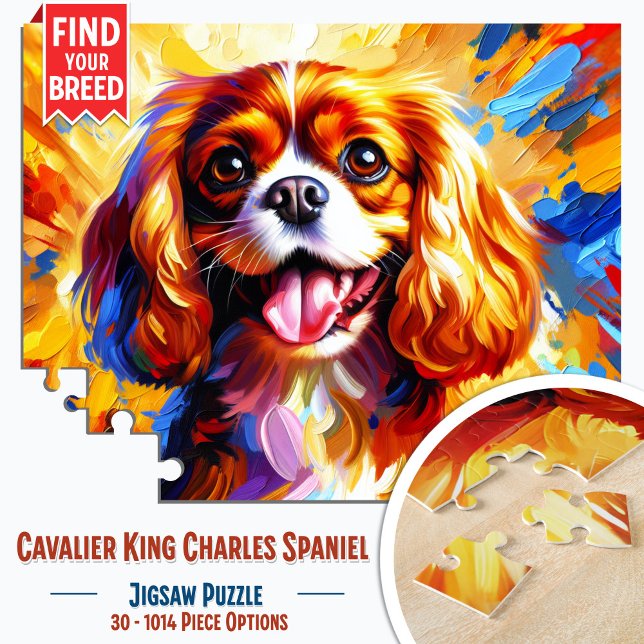 Cavalier King Charles Spaniel Blenheim Dog Acrylic Puzzle (Cavalier King Charles Spaniel Blenheim Portrait Jigsaw Puzzle)