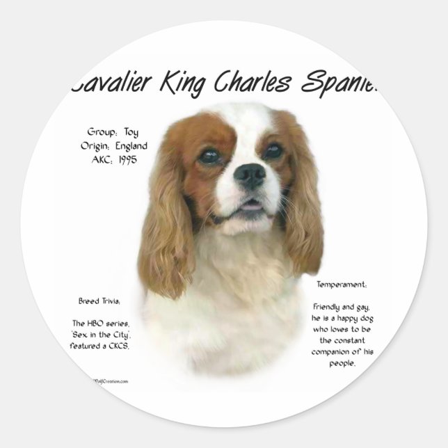 Cavalier King Charles Spaniel (Blenheim) Geschicht Runder Aufkleber (Vorderseite)