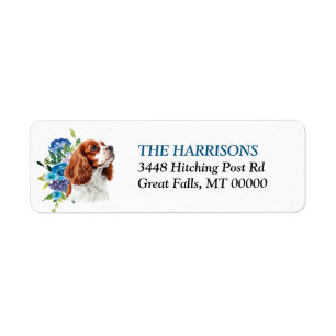 Cavalier King Charles Spaniel Blue Floral